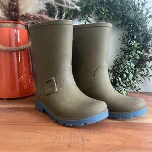 NATIVE Barnett Green Blue Boys Girls Toddler Rubber Rain Boots size 11